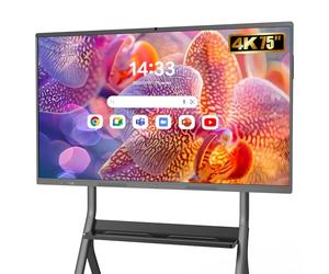 YCKJNB 75" Écran Interactif 4K UHD, Intelligent Tableau Blanc Interactifavec Caméra et Micro, Android 8Go+128Go, WiFi/Bluetooth/HDMI, Tableau Numérique pour t Bureau, Écran et Support Mural