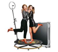 YCKJNB Photobooth 360 avec Flight Case, 360 Photo Booth avec Ring Light, Contrôle des logiciels, Spin Automatique pour 2-3 Personnes (26.8"/68cm)