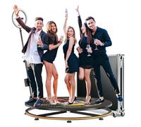 YCKJNB Photobooth 360 avec Flight Case, 360 Photo Booth avec Ring Light, Contrôle des logiciels, Spin Automatique pour 4-5 Personnes (39.4"/100cm)