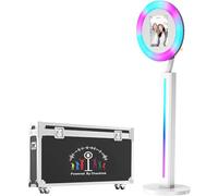 YCKJNB Photobooth avec Ring Light, Portable photobooth Machine avec Flight Case, Ring Light Professionnel, Télhttpsécommande, Photo Booth Convient pour Tiktok, Youtube Live