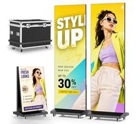 YCKJNB Signalisation Numérique LED P1.86 de 80", Écran d'affiche Pliable avec Contrôle App et WiFi, Affichage Publicitaire Juxtaposable avec Flight Case pour Salons et Commerces (2 unità)