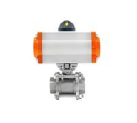 YCMFXUKX Vanne à bille pneumatique à plate-forme haute en trois pièces de 1", cylindre à double effet Q611F-16P en acier inoxydable 304