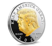 Ycncixwd 2020 Donald J. Trump President of the United States Badge commémoratif plaqué en relief Collection souvenir Cadeau de Nouvel An
