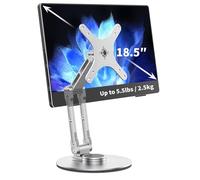 YCNEW Support de moniteur portable VESA - Articulations inclinables et rotatives - Charnières métalliques - Support de bureau pliable en aluminium pour petits écrans de 13 à 18,5" et jusqu'à 2,5 kg