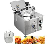 YCNLYSSR Friteuse électrique de comptoir avec Fonction de Cuisson sous Pression, contrôle de la température de 50 à 200 °C et minuterie de 0 à 30 Minutes, pour Frites, Ailes de Poulet et Chips.