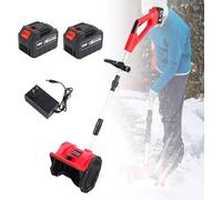 YCNLYSSR Pelle à Neige sans Fil avec 2 Batteries, souffleuse à Neige électrique Pliable avec Direction réglable et Manche télescopique, souffleuse à Neige à Batterie pour allées Scolaires, Rouge