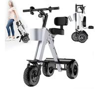 YCNLYSSR Tricycle électrique Pliable pour Adultes avec Marche arrière, Interrupteur à clé, 3 Vitesses, écran LED, idéal pour Les trajets Domicile-Travail et Les Voyages.