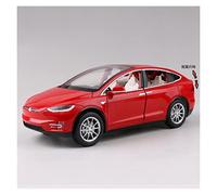 YCNXEB 1 24 pour Tesla Model X Modèle De Voiture De Simulation en Alliage Son Et Lumière Garçon Jouet en Métal Répliques Miniatures(Rouge)