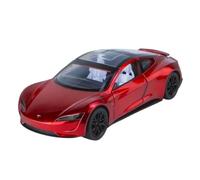YCNXEB Voiture Miniature Modèle Voiture Sport Alliage Convertible pour Tesla Roadster 1 24 Jouet Métal Moulé sous Pression Concept Son Lumière Répliques Miniatures(Red with Ceiling)