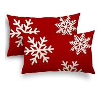 YCOLL Housse Coussin Noel 30x50 Lot de 2 Housse Coussin 30x50 Flocons de Neige Sapin de Noël Lin Décoratif Taie d'oreiller pour Decoration Noel 30 x 50 cm