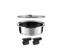Cuisinox - Ycône - Sauteuse 24 cm revêtement céramique avec anses et couvercle - 4.8 L - Fond thermo diffuseur - Compatible tous feux dont induction - Acier Inox 18/10 - Sans PFOA, PTFE, PFAS