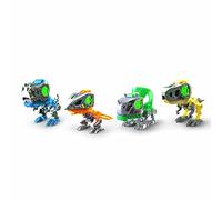 YCOO Pack 4 Robots Dinosaure à Construire 9cm, Effets Sonores Et Lumineux, Jouet à Collectionner, Dès 5 Ans