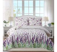 Ycosy Parure de lit King Size - Couvre-lit Floral King Size - Couette d'été légère et réversible - Motif Plante et Feuilles Vertes