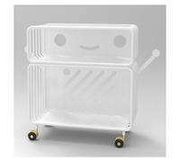YCOVSFP Bibliothèque Créative, Présentoir Mobile Multicouche Au Sol, Support De Rangement en Fer Forgé, Support De Livre D'images, Facile À Assembler(White,2 Layers)