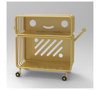 YCOVSFP Bibliothèque Créative, Présentoir Mobile Multicouche Au Sol, Support De Rangement en Fer Forgé, Support De Livre D'images, Facile À Assembler(Yellow,2 Layers)