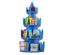 YCOVSFP Bibliothèque Créative, Présentoir Rotatif À 360 °, Support De Rangement De Décoration De Livre Autoportant, Facile À Assembler, for Chambre À Coucher, Salon, Étude, Chambre d'enfant(Blue)