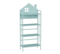 YCOVSFP Bibliothèque Créative, Présentoir sur Pied en Fer Forgé, Petit Support De Rangement for Livres D'images, for Chambre À Coucher, Salon, Chambre d'enfant, Facile À Assembler(Blue,4 Layers)