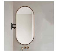 YCOVSFP Miroir d'angle Pivotant, Miroir Mural Télescopique À 360 ° Rotation, Miroir De Maquillage Ovale avec Support, Imagerie HD, Miroir Décoratif(Brown,60x100cm)