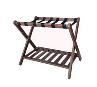 YCOVSFP This 26-inch bamboo luggage rack features storage shelves and six nylon straps, suitable for guest rooms, bedrooms, and hotels. Maximum weight capacity is 110 lbs.(Color-1)