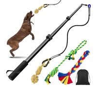 Ycozy Flirt Pole pour Chien, Teaser Extensible 103cm avec 3 Rechange Jouets de Corde Interactif pour Chien Tug Extérieur Exercice