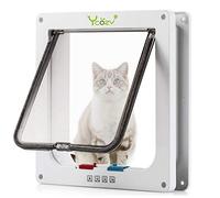 Ycozy Moyen Chatiere pour Chat Taille Extérieure 19.7 x 19cm Porte Intérieure de Verrouillage à 4 Voies pour Intérieur Porte Extérieure Fenêtre Murale, Rabat de Chat Résistant aux Intempéries Animal