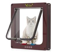 Ycozy Moyen Chatiere pour Chat Taille Extérieure 19.7 x 19cm Porte Intérieure de Verrouillage à 4 Voies pour Intérieur Porte Extérieure Fenêtre Murale, Rabat de Chat Résistant aux Intempéries Animal