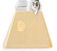 Ycozy Tapis Litiere Chat Silicone - 68×50cm - Imperméable & Silicone de Qualité Alimentaire Tapis pour Chat - Facile à Nettoyer Tapis de Litière pour Chat (Beige, 68×50cm)