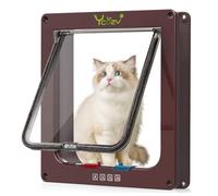 Ycozy XL Chatiere pour Chat Taille Extérieure 27.8 x 25cm Porte Intérieure de Verrouillage à 4 Voies pour Intérieur Porte Extérieure Fenêtre Murale, Rabat de Chat Résistant aux Intempéries Animal
