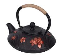 Yctze 0,9 L Red Oriental Cherry Pattern Cast Fir Iron Teapot - Poignée en Cuivre Ergonomique, Conception Traditionnelle, Idéale pour la Maison et le thé