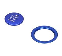 Yctze 2 Pièces Couvercle de Garniture d'arrêt de Démarrage du Moteur, Décoration Intérieure de Voiture en Alliage d'aluminium de qualité Supérieure-bouton 'allumage sans clé de Conception (BLUE)