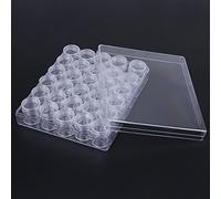 Yctze 30 Pièces en Plastique Transparent Rond pour Bijoux et Perles avec Rectangle - Organisateur de Perles, Boucles d'oreilles, Fournitures pour Ongles et Petits Objets Artisanaux