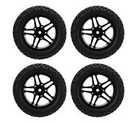 Yctze 4pcs RC Car Tire Set / 10 Hub en Alliage en Aluminium avec 5 Roues Caoutchouc Poke pour Un Remplacement Facile (Black)