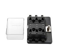 Yctze 6 Voies Mini Fuse Box Boîte ATM APM Bloc de Fusible avec un Verrou de Poussée de Couverture Transparente pour les Systèmes de Caractéristiques Marines 12V 24V 32V