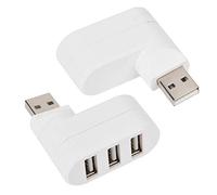 Yctze Adaptateur Répartiteur Mini Rotatif USB 2.0 - Hub USB 3 Ports pour PC, Ordinateur Portable, Ordinateur Portable - Blanc (White)