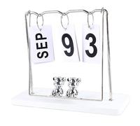 Yctze Adorable Ours en Bois Calendrier Flip en Métal pour le Bureau et le Dortoir | Calendrier Perpétuel Réutilisable avec Design de Suspension Facile (Balançoire blanche)