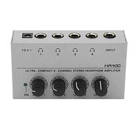 Yctze Amplificateur de Casque Stéréo à 4 Canaux, Séparateur d'écouteurs avec Adaptateur d'alimentation CC pour Une écoute Audiophile