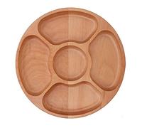 Yctze Assiette Divisée Ronde en Bois - Plat de Sous-grille de 25 Cm pour Collations et Desserts - Plateau de Vaisselle élégant en Bois Naturel (30cm)
