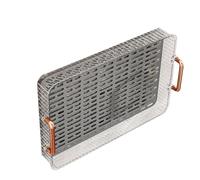 Yctze Bac à thé en Plastique Rectangulaire élégant avec Drainage, Plateau de Service Antidérapant pour Table Basse, Cuisine, Fêtes et Pique-niques (L Blanc)