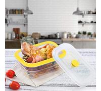 Yctze Boîte à Déjeuner en Silicone de qualité Alimentaire de 600 Ml, Récipient Alimentaire Pliable Portable Rectangulaire, Boîte à Déjeuner avec Couvercle Anti-fuite pour l'école, le Bureau et le