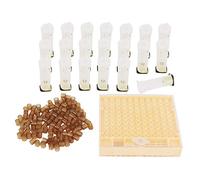 Yctze Boîte d'élevage de Reine des Abeilles - Kit de Tasse Cellulaire de Reproduction en Plastique pour l'apiculture, Comprend la Cage, 20 Couvertures de Protection et 110 Tasses Cellulaires