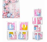 Yctze Boulonnettes Transparentes avec Lettres Shower de bébé et Sexe Révèlent des Décorations - Boîtes de bébé Clairs Boîtes ou Filles Birthday Party
