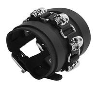 Yctze Bracelet en Cuir Tête de Mort en Métal, Bracelet Punk Rock, Amateurs de Musique et Unique