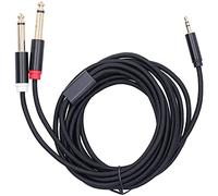 Yctze Câble Adaptateur 3683 en Maille Tissée en Coton, Adaptateur de Haut-parleur de Réglage Mâle de 3,5 Mm à Double de 6,35 Mm, Longueur de 2 M/6, Pieds (3 mètres/9,84 pieds)