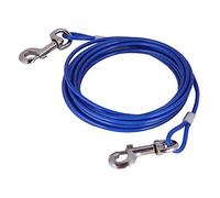 Yctze : Câble d'attache pour Chien en Acier Inoxydable - Laisse pour Chien en Fil d'acier Camping Pique-Nique Corde de Câble pour Animaux de Compagnie Solide 5 Mm * 5 M - Double Laisse pour (Blue)