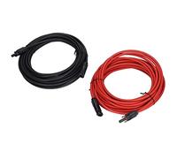 Yctze Câble d'extension du Panneau Solaire avec Connecteurs Imperméables - 2pcs Câble d'extension du Panneau Solaire 10AWG 6 ² Tension Nominale 1000V Rouge Noir (10 m / 32,8 Pieds)