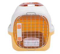 Yctze Cage de Transport en Plastique pour Chiens et Chats de Petite Taille, Homologuée pour Le Transport Aérien, avec Aération par Puits de Lumière, Conception Démontable (Yellow)