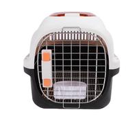 Yctze Cage de Transport en Plastique pour Chiens et Chats de Petite Taille, Homologuée pour Le Transport Aérien, avec Aération par Puits de Lumière, Conception Démontable (Black)