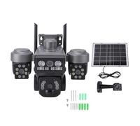 Yctze Caméra de sécurité Triple Lens 4G, Caméra de sécurité PTZ Extérieure à énergie Solaire à Courant D'énergie Solaire avec Application, Couverture à 360 ° pour la Maison, la