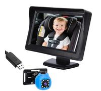 Yctze Caméra de Voiture pour bébé, Caméra Arrière 1080P HD 4,3 Pouces avec Grand Angle de 150° et Vision Nocturne, Rotation à 360°, pour la sécurité des Parents