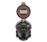 Yctze Chargeur Double Port USB PC Noir, Adaptateur d'alimentation de Voiture QC 3.0, Charge Rapide, étanche avec Voltmètre LED, pour Voiture, Bateau, Yacht, ATV, RV (Blue)